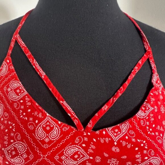 Red Bandana Sleeveless T Strap Back Tank    8303 - Picture 4 of 7
